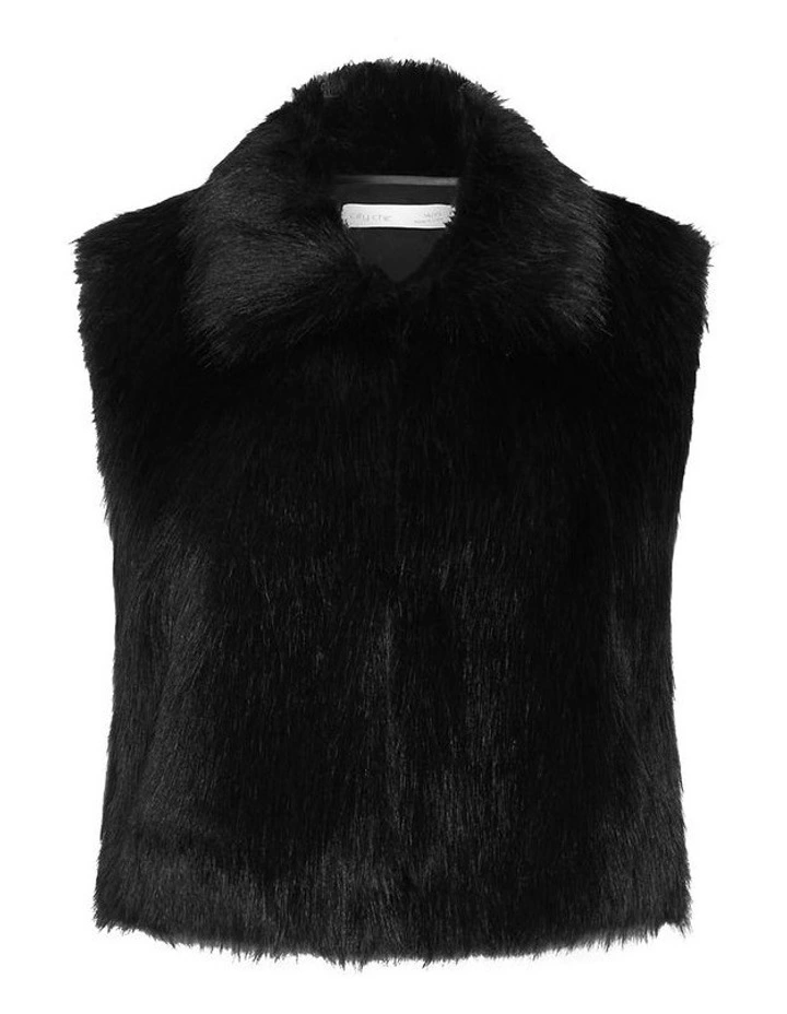 Gianna Faux Fur Vest in Black image 3