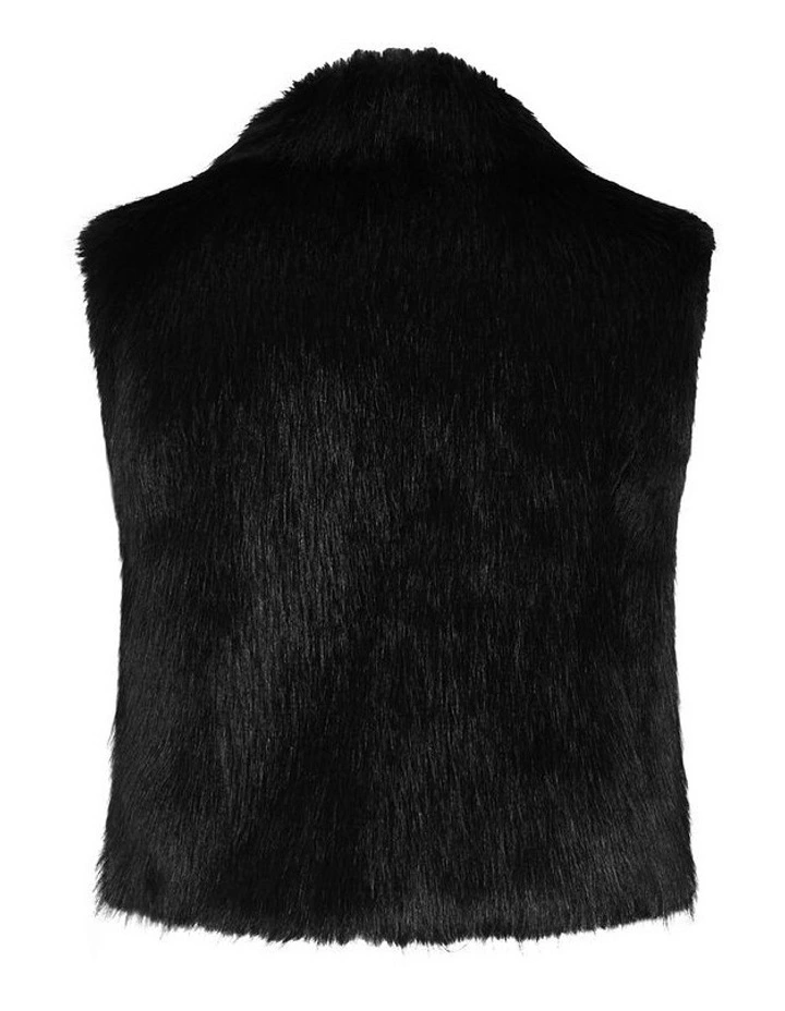 Gianna Faux Fur Vest in Black image 4