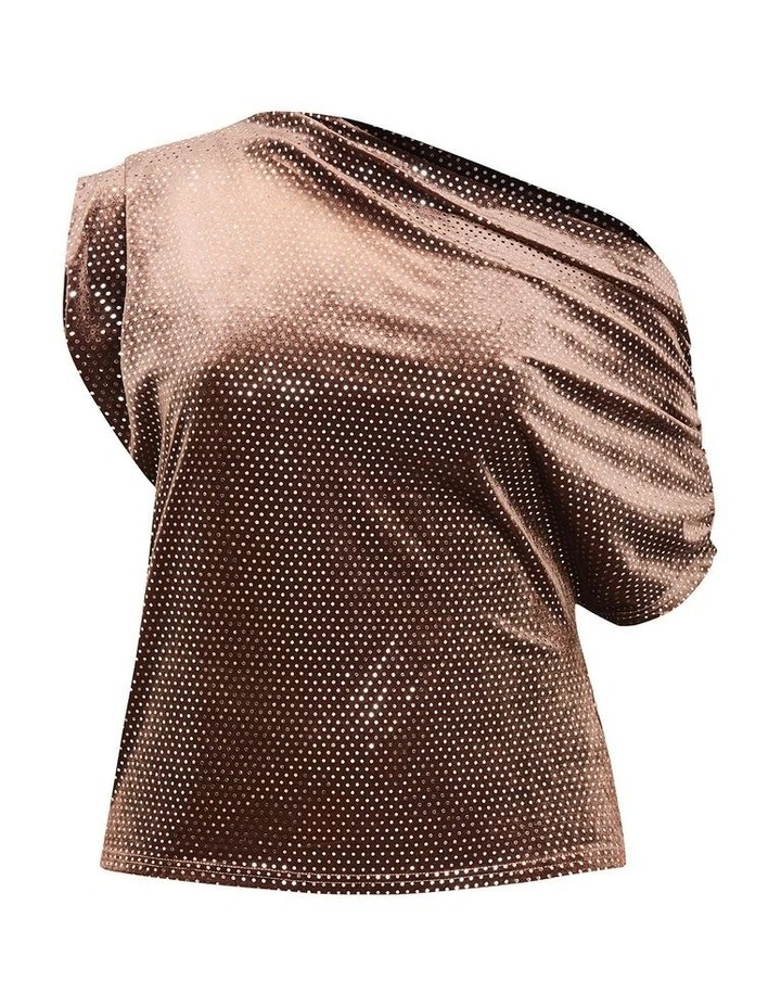 Shimmy Off Shoulder Top in Bronze image 3