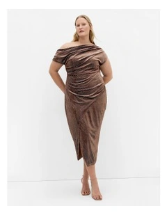 Shimmy Midi Dress in Bronze