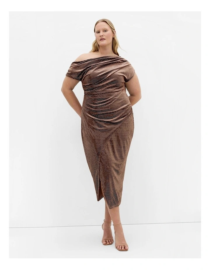Shimmy Midi Dress in Bronze image 1