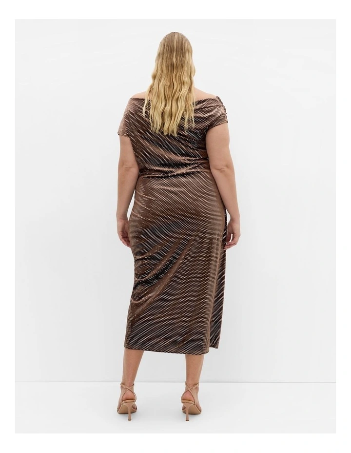 Shimmy Midi Dress in Bronze image 2