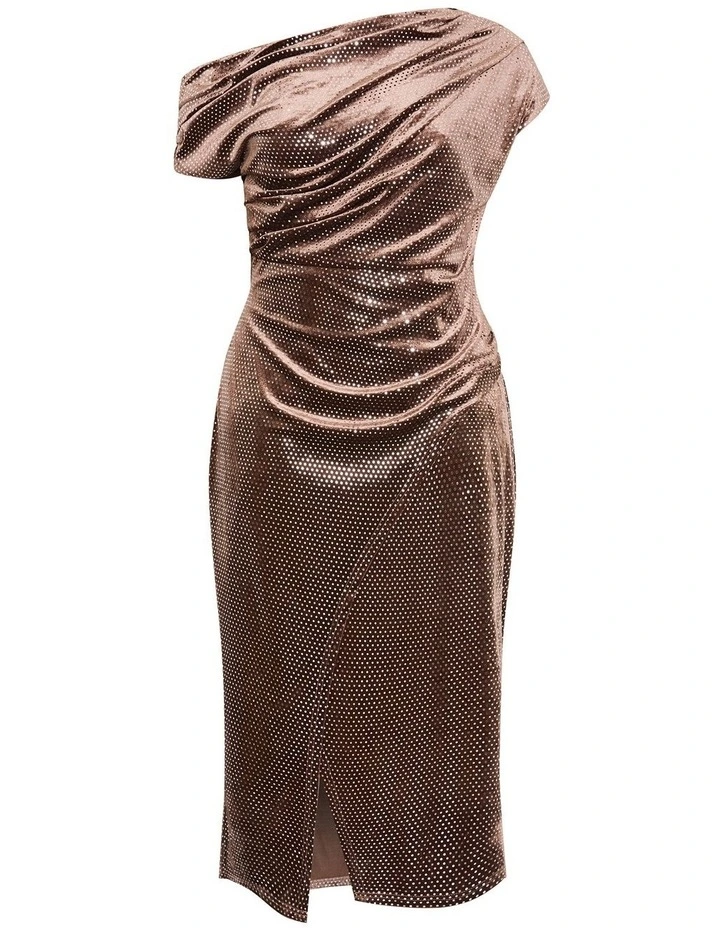 Shimmy Midi Dress in Bronze image 3