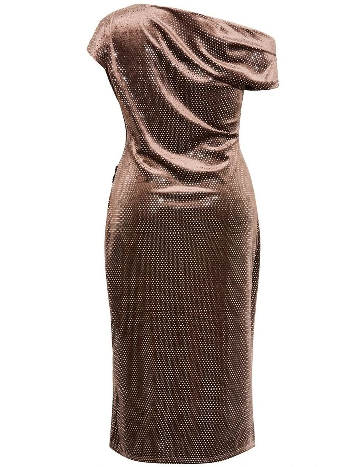 Shimmy Midi Dress in Bronze image 4