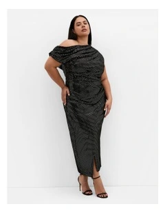 Shimmy Midi Dress in Black