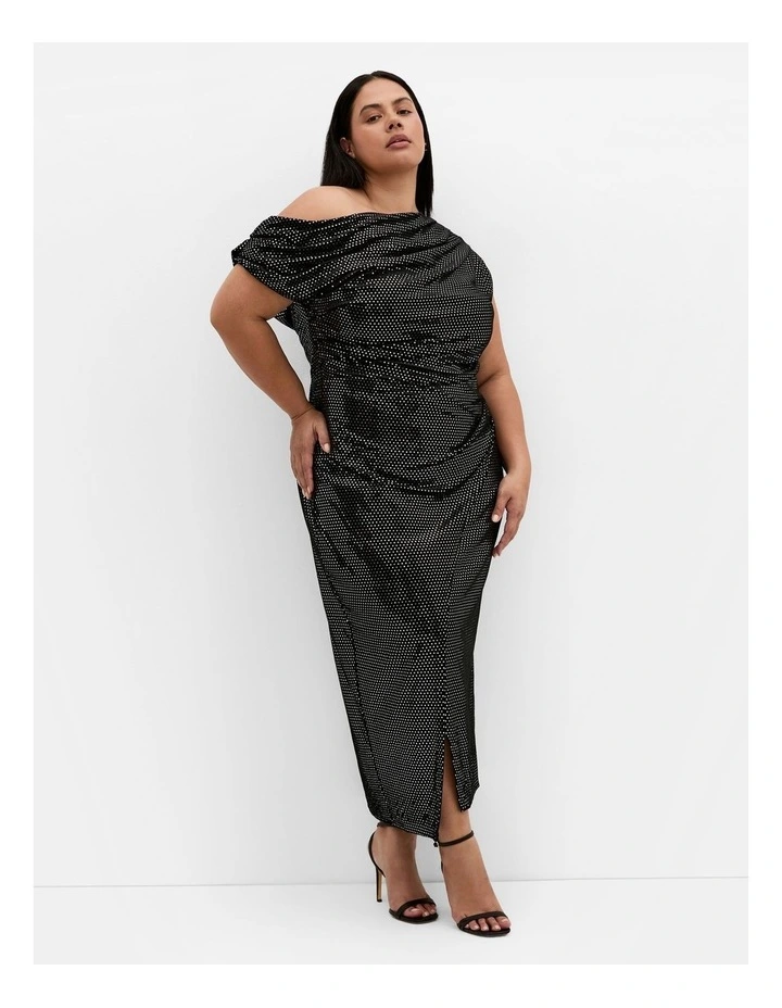 Shimmy Midi Dress in Black image 1