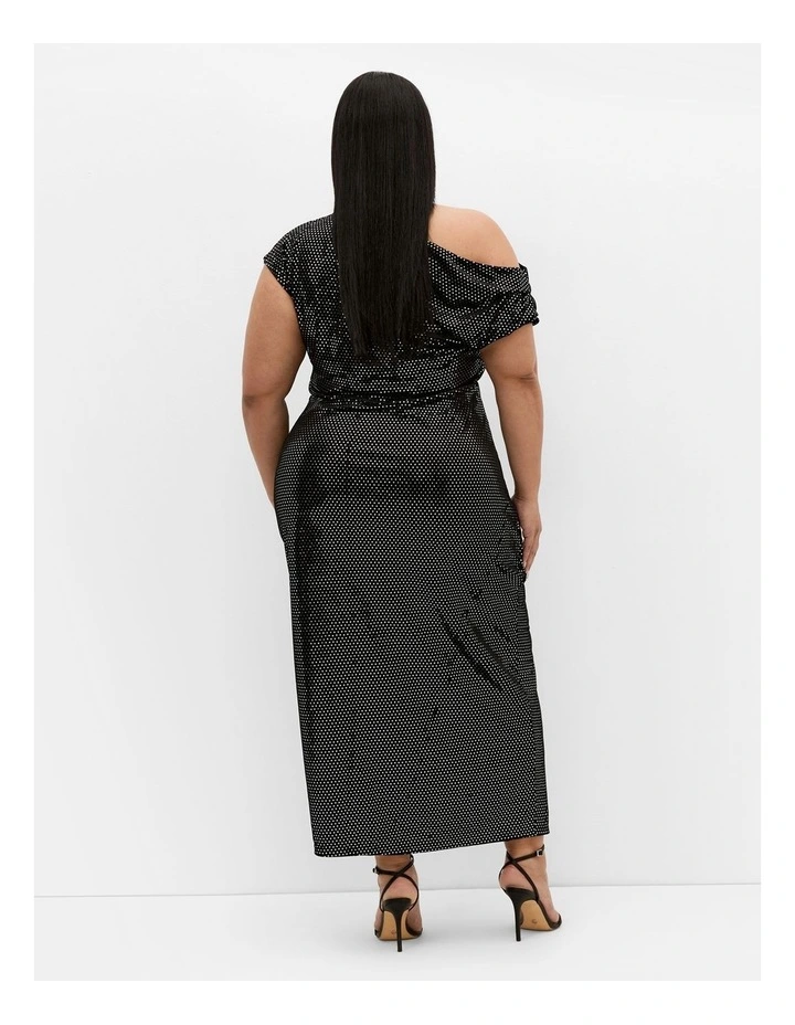 Shimmy Midi Dress in Black image 2