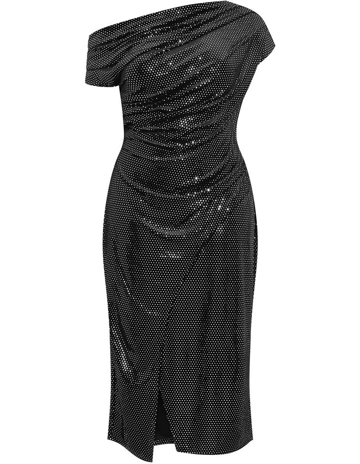 Shimmy Midi Dress in Black image 3