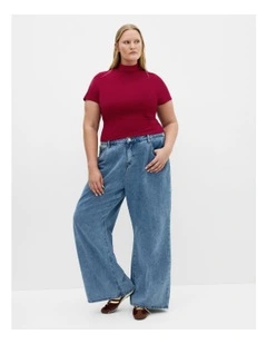 Callie Rib Crop Top in Cherry