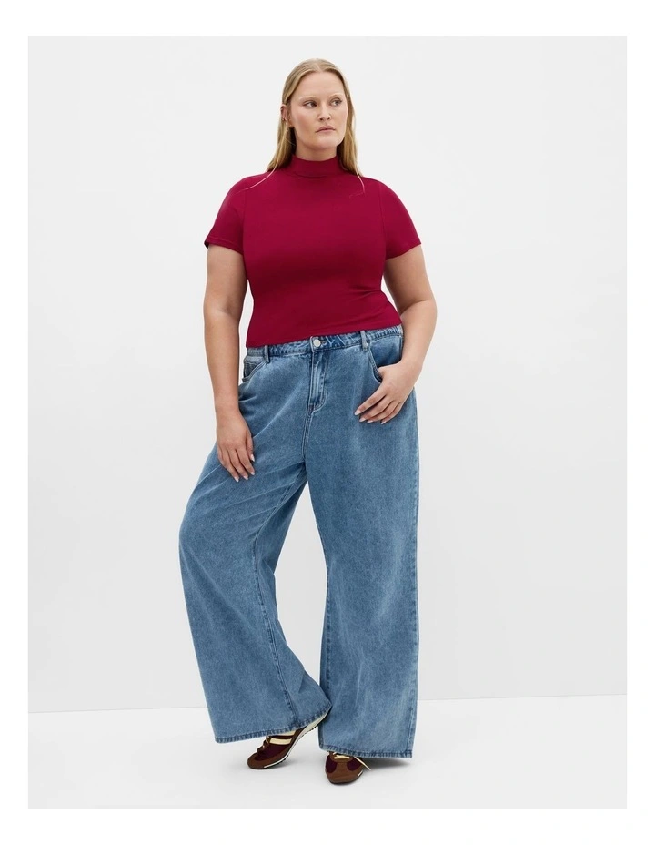 Callie Rib Crop Top in Cherry image 1