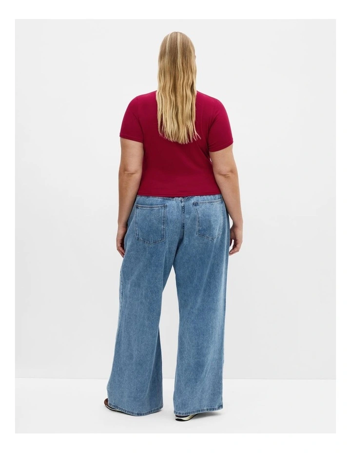 Callie Rib Crop Top in Cherry image 2