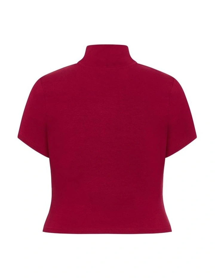 Callie Rib Crop Top in Cherry image 4