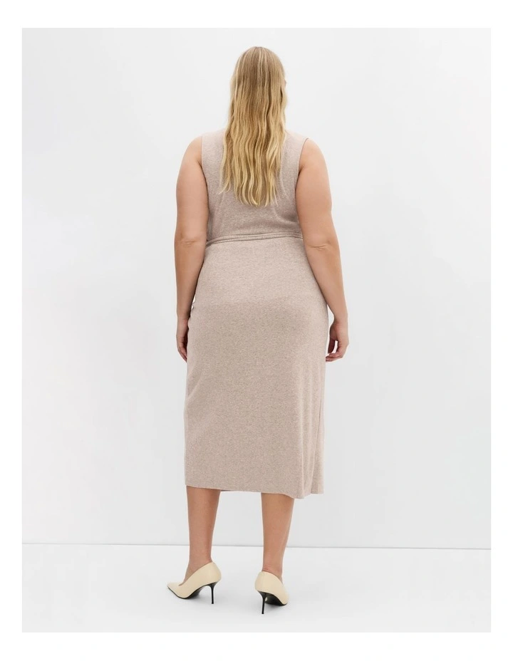 Callie Knit Wrap Midi Skirt in Mushroom image 2