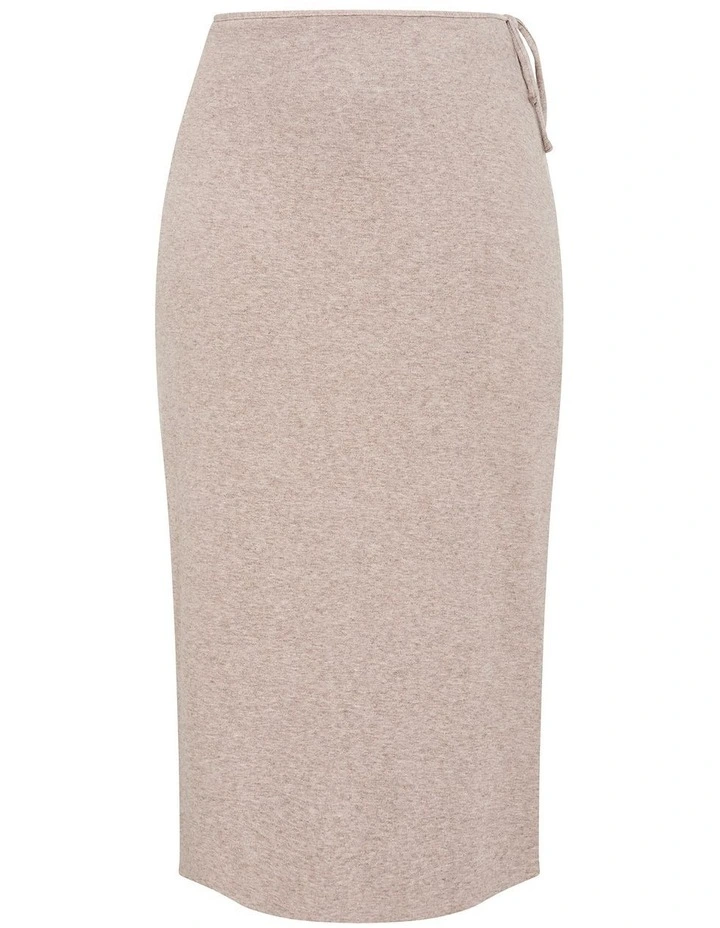 Callie Knit Wrap Midi Skirt in Mushroom image 3