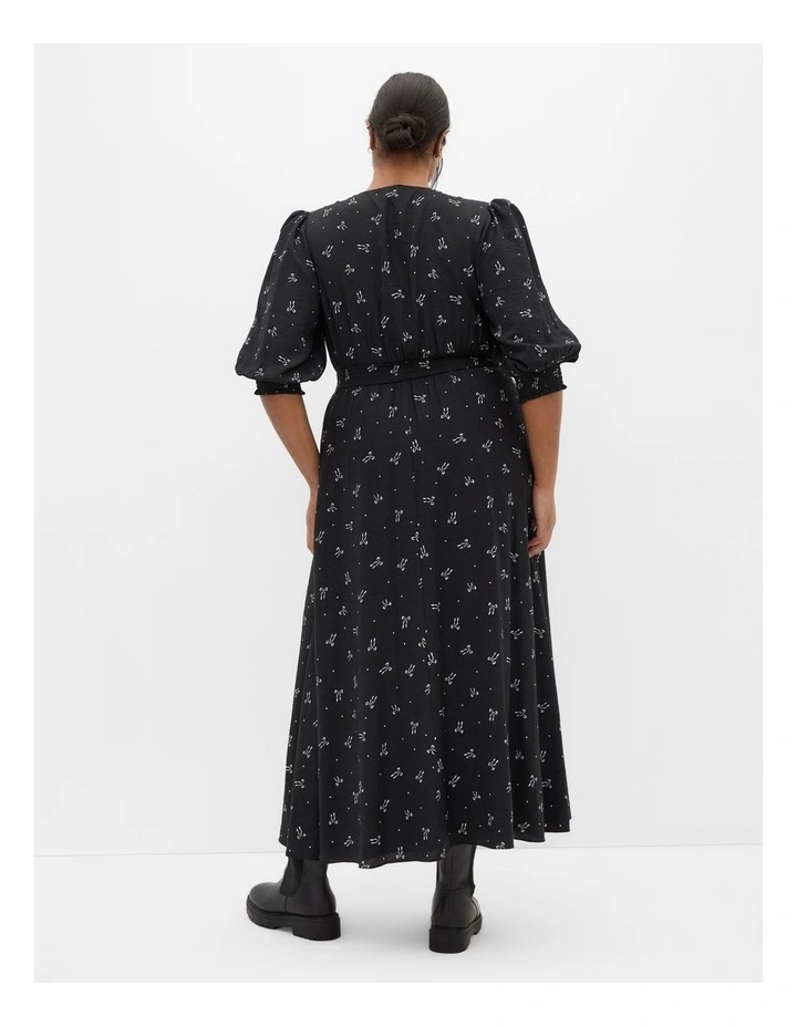 Jona Bow Print Maxi Dress in Black image 2
