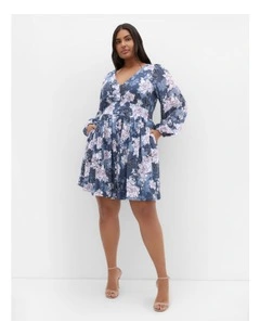 Blossom Mini Dress in Steel Blue
