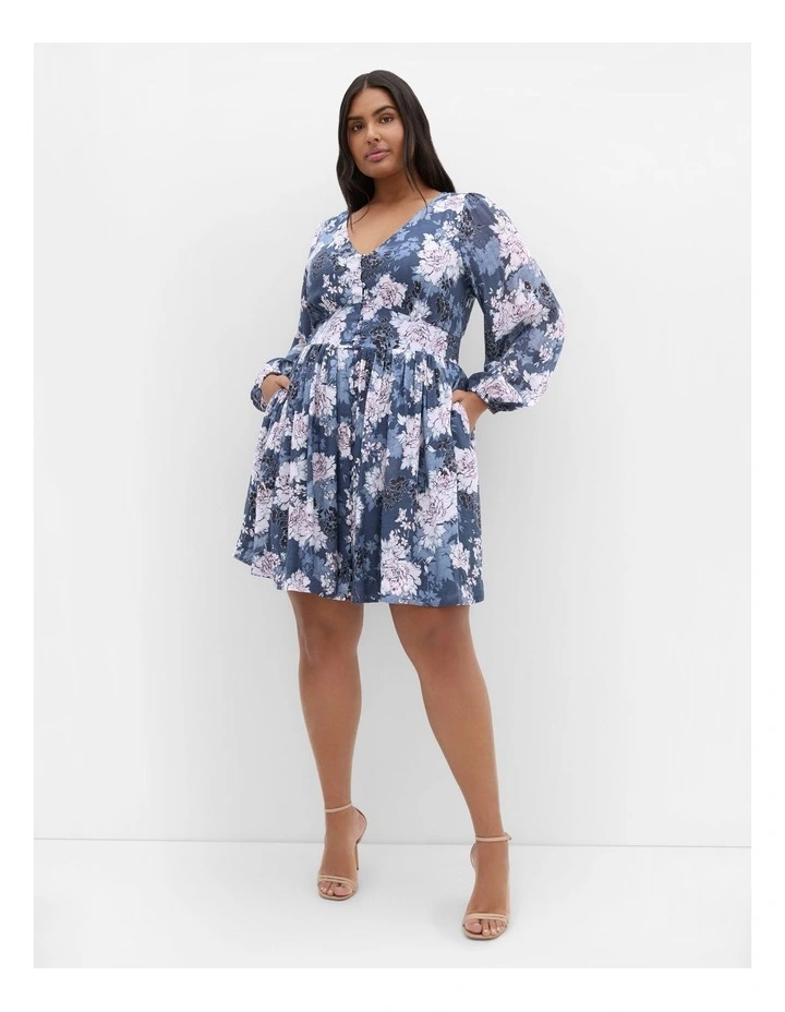 Blossom Mini Dress in Steel Blue image 1