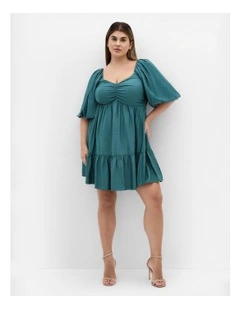 Mindy Babydoll Mini Dress in Evergreen