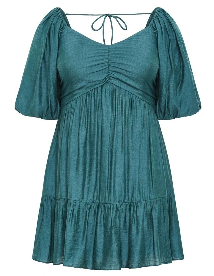 Mindy Babydoll Mini Dress in Evergreen image 3
