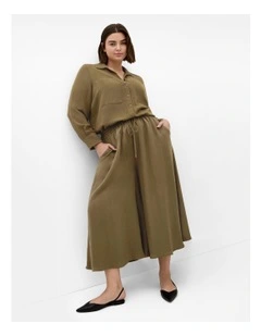 Elly Wide Leg Crop Pant in Khaki