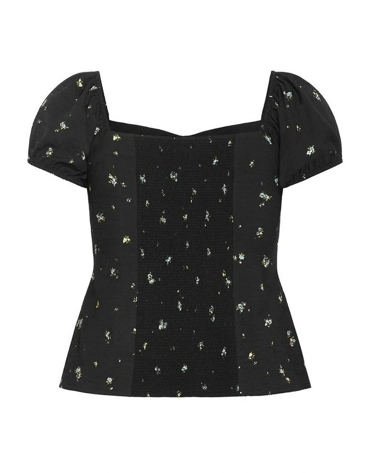 Daydreamer Daisy Print Top in black image 5