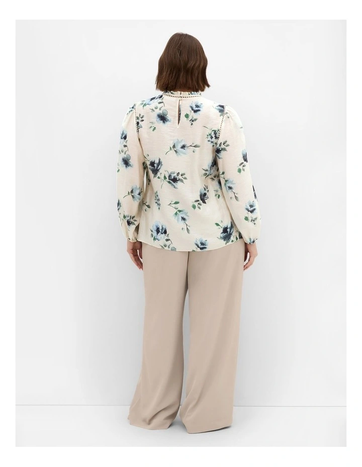 Lorelai Long Sleeve Print Top in Ivory image 2