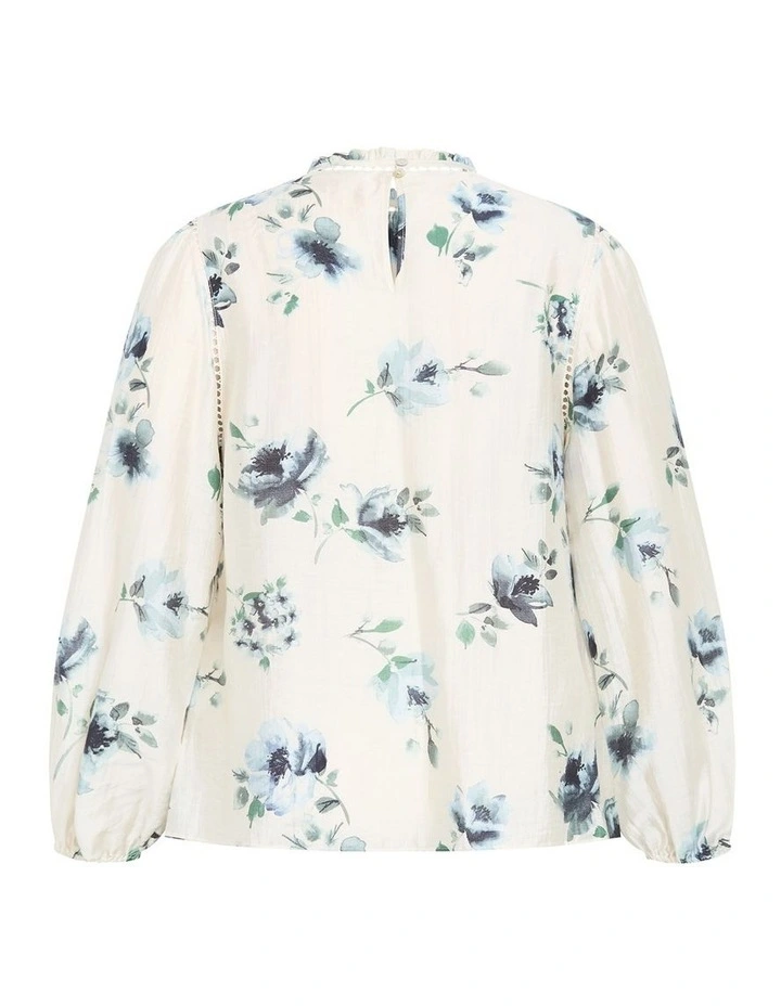 Lorelai Long Sleeve Print Top in Ivory image 4