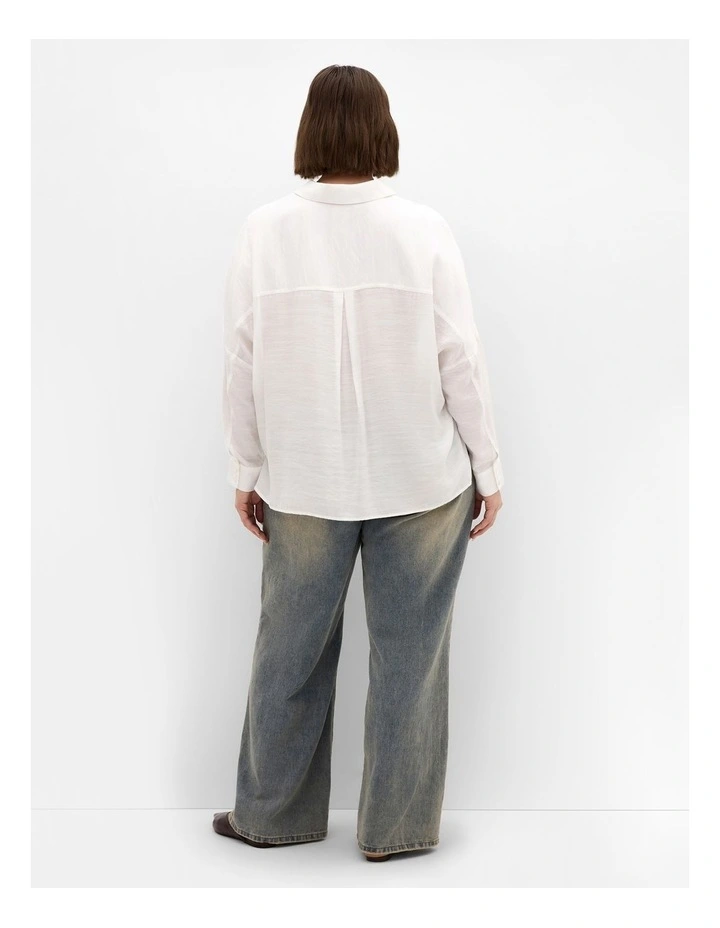 Crop Long Sleeve Shirt in Ivory image 2
