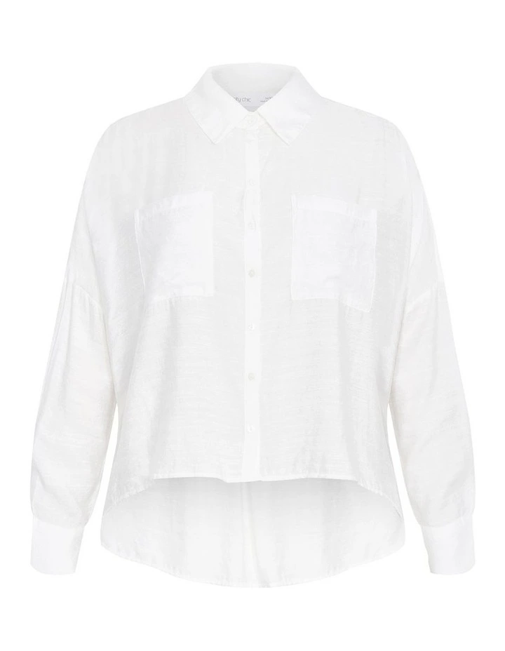 Crop Long Sleeve Shirt in Ivory image 3