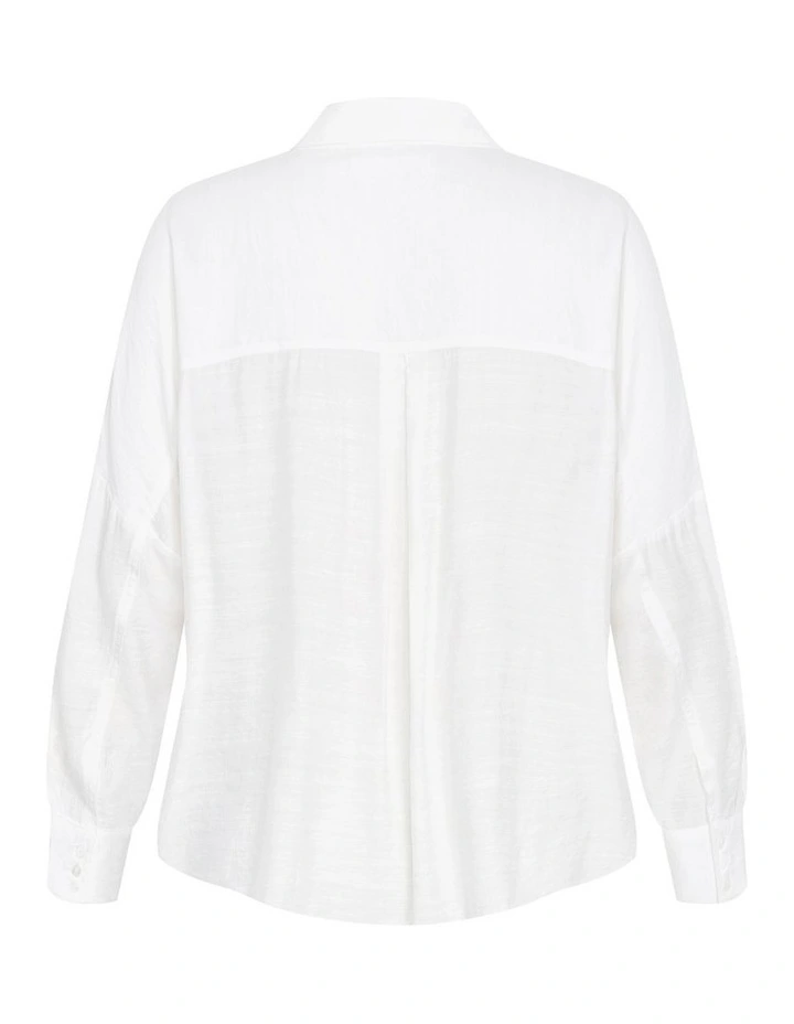 Crop Long Sleeve Shirt in Ivory image 4