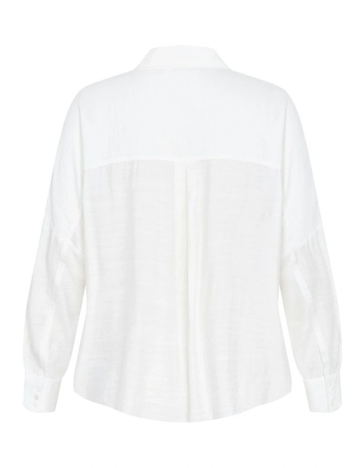 Crop Long Sleeve Shirt in Ivory image 5