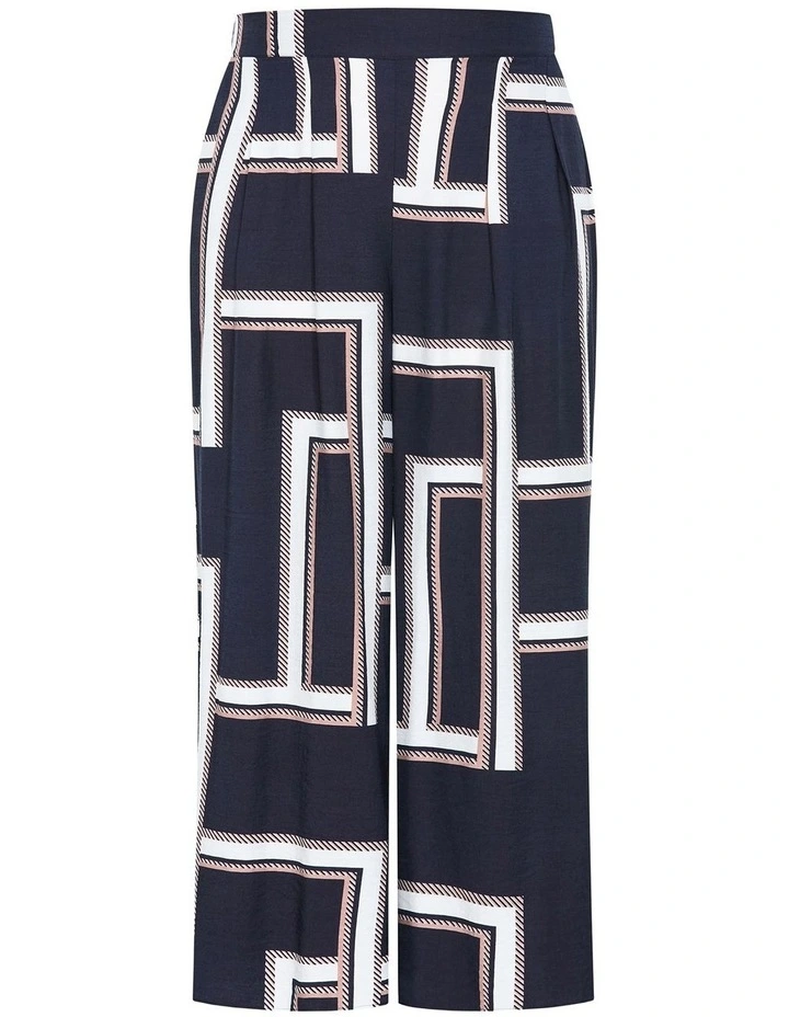 Hallie Print Wide Leg Pant in Navy image 5
