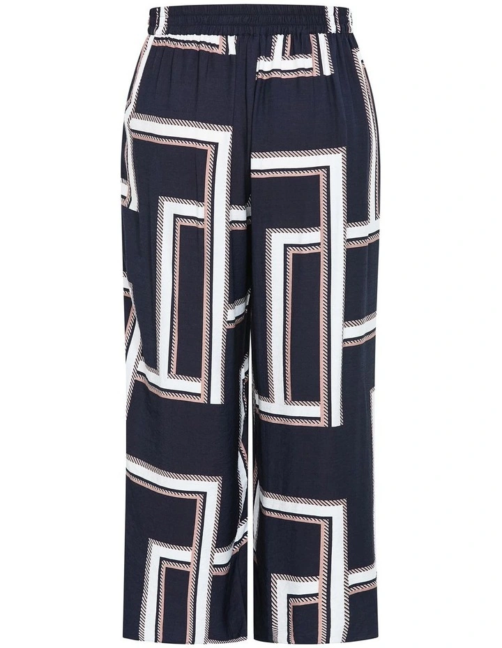 Hallie Print Wide Leg Pant in Navy image 6
