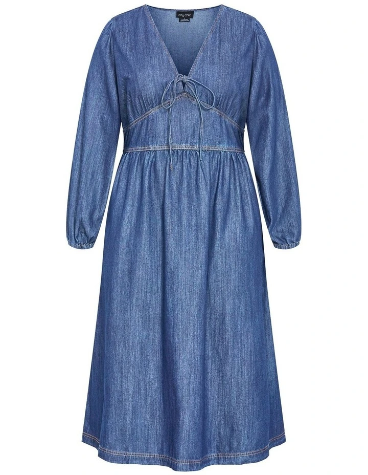 Emelia Denim Midi Dress in Mid Wash image 3