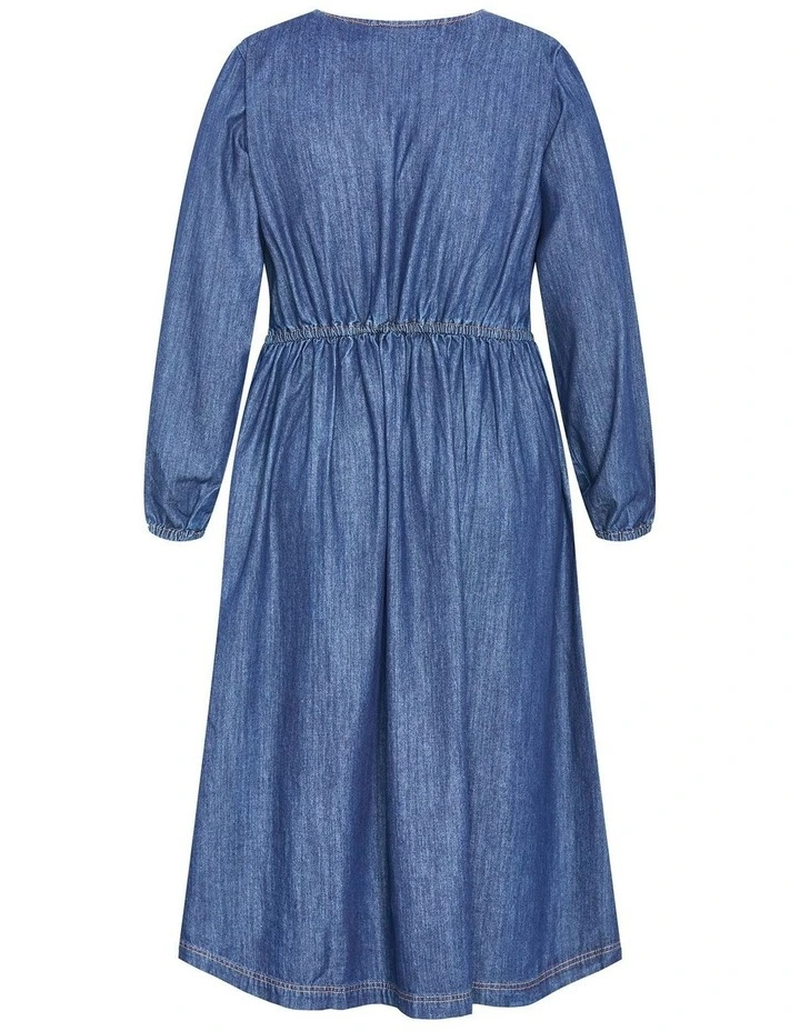 Emelia Denim Midi Dress in Mid Wash image 4