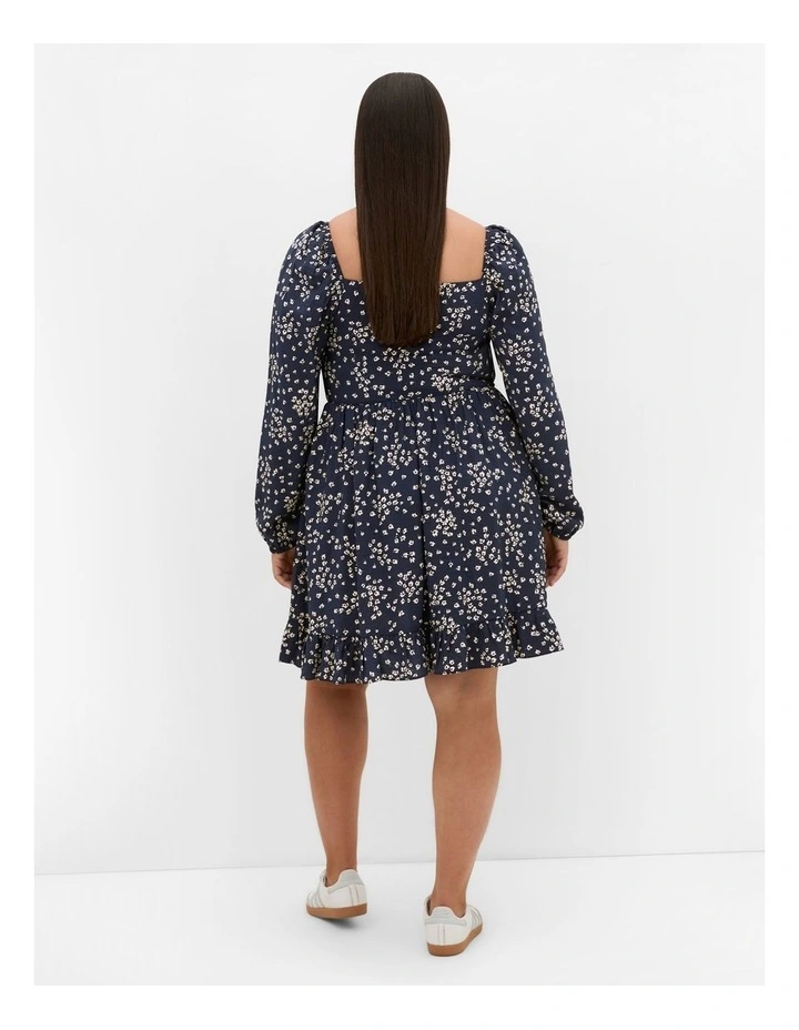 Lilly Long Sleeve Print Mini Dress in Navy image 2