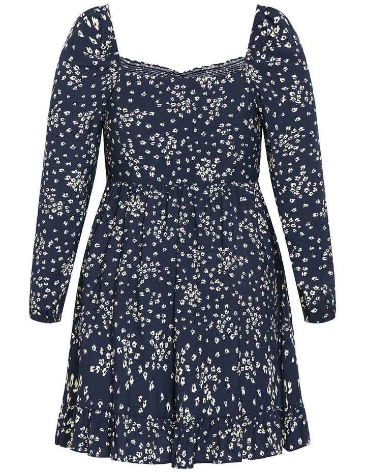 Lilly Long Sleeve Print Mini Dress in Navy image 4