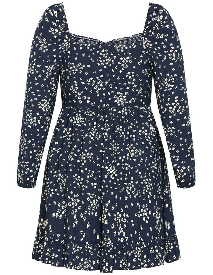 Lilly Long Sleeve Print Mini Dress in Navy image 5