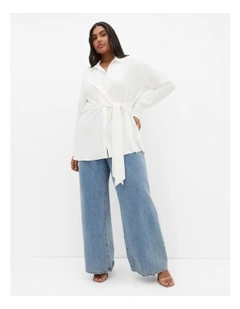 Telia Side Tie Shirt in Ivory