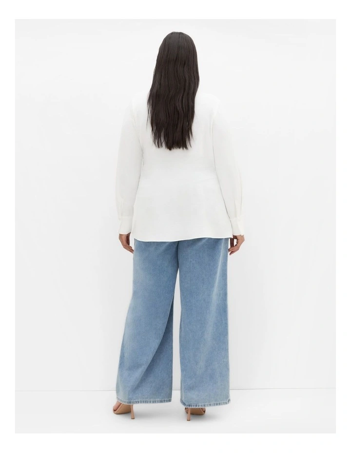 Telia Side Tie Shirt in Ivory image 2