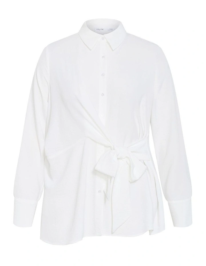 Telia Side Tie Shirt in Ivory image 3