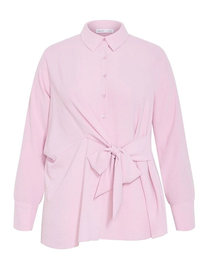 Telia Side Tie Shirt in Soft Pin image 3