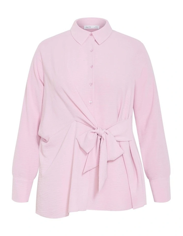 Telia Side Tie Shirt in Soft Pin image 5