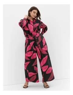 Shania Abstract Print Wide Leg Pant in Black