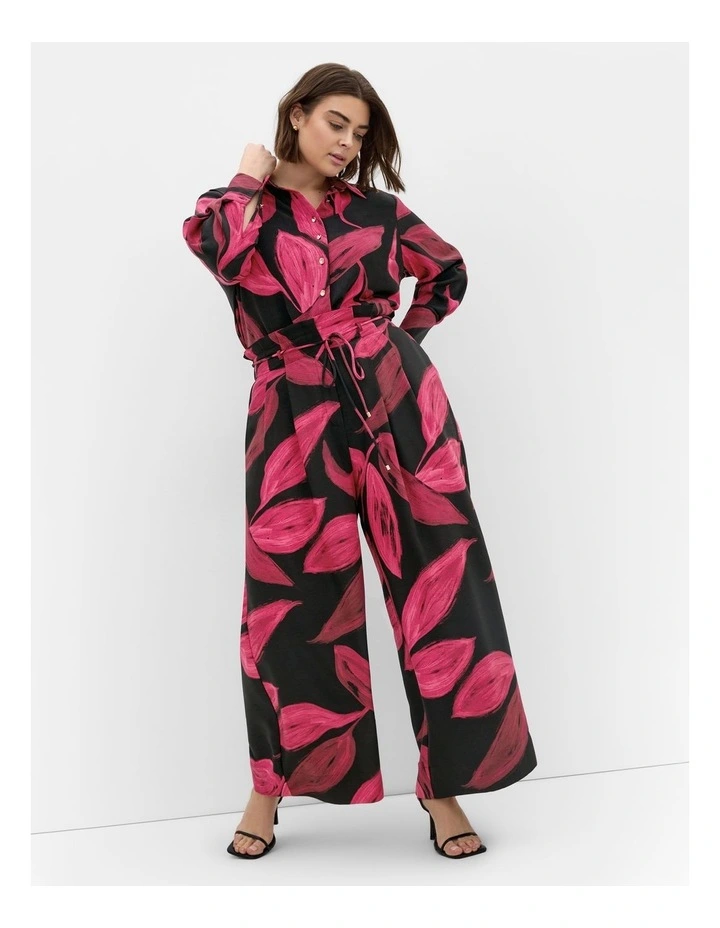 Shania Abstract Print Wide Leg Pant in Black image 1