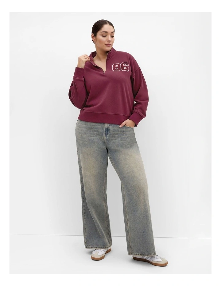 Bliss Half Zip Sweatshirt in Cherry image 1