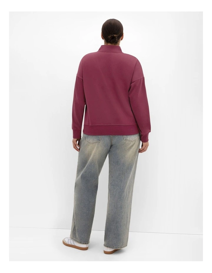Bliss Half Zip Sweatshirt in Cherry image 2