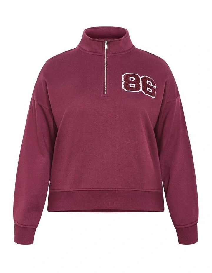 Bliss Half Zip Sweatshirt in Cherry image 3