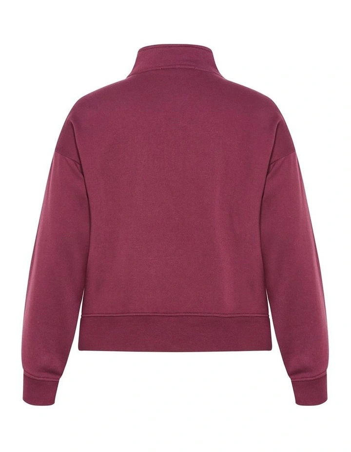 Bliss Half Zip Sweatshirt in Cherry image 4