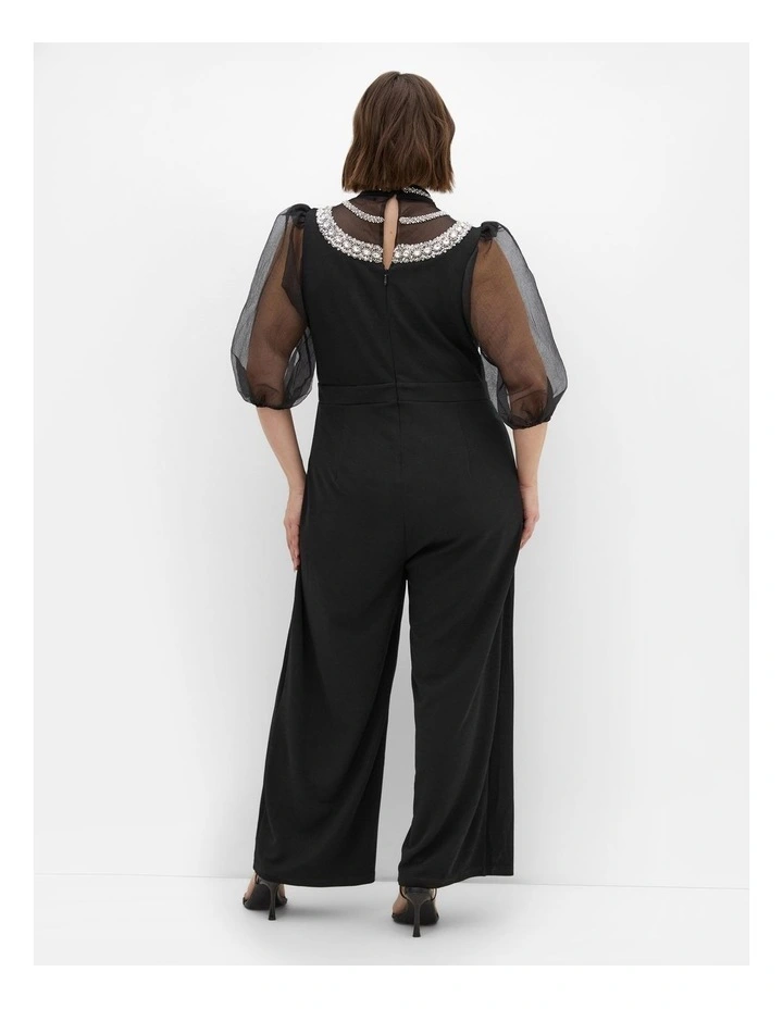 Phoenix Sheer Sleeve Jumpsuit in Black image 2